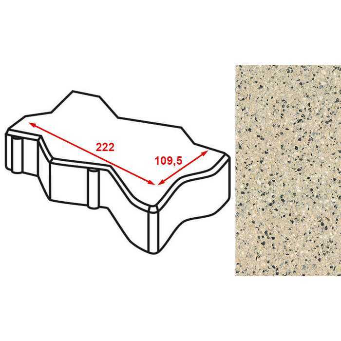 Плитка тротуарная Готика Granite FERRO, зигзаг/волна, Жельтау 222х109,5х60 мм